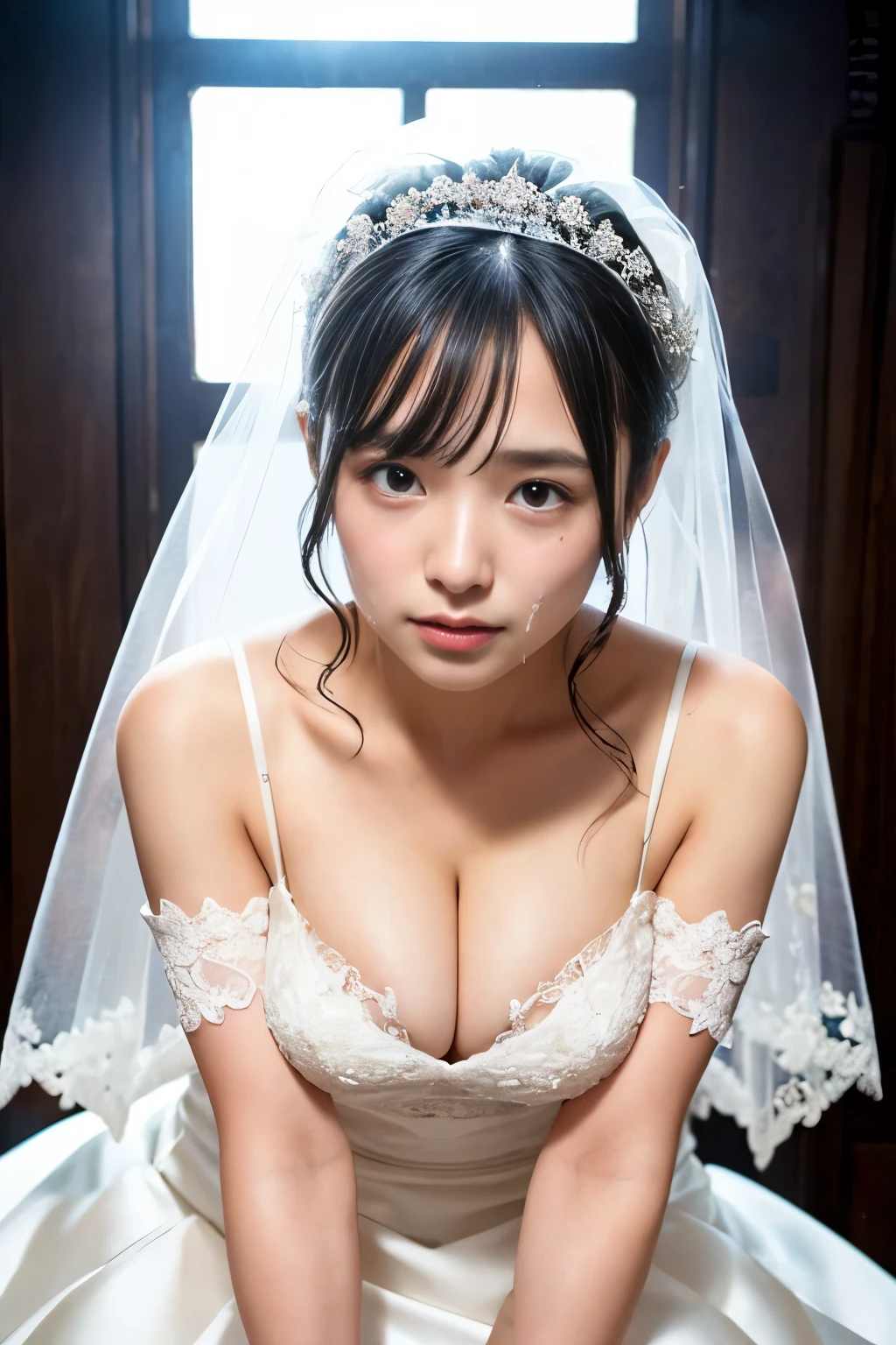 Professional Lighting Masterpiece Top Quality HDR UHD Professional RAW Highly Detailed 32K 8K, (1 Beautiful Oriental Boy), , ((Beautiful face in every detail)), (Beautiful and beautiful eyes), Beautiful and detailed nose, (:1.2), (Crying face:1.3), ((No makeup)), ((No makeup)), (Detailed beauty large, Cleavage:1.2), (Browsing Caution:1.2), ((Wedding dress, Wedding Veil)), Leaning forward, Hair Bun, A faint smile、garter belt、Plump body, ((Wedding Style))、Lace gloves, Normal location,((1 male、1 female,having Sex)),vagina,Sex, 1 girl, 1 boy, Browsing Caution,Sex from behind, Testis, Grab the leg, Carry less than one'poor, Face-to-face audience, The Faceless Man, plump body