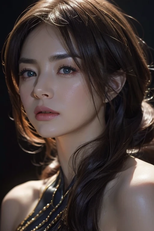 Rough Craft&#39;S Worldから来た女性のエイリアン, highly detailed artistic photography, midnight aura, Night Sky, Detailed gorgeous face, dream-like, Shine, Backlit, Glamour, Sparkling, (very detailed face and eyes:1.2), (High resolutionの光る赤い目:1.4), Perfect Anatomy, (A beautiful, toned body:1.5), (Moisturized Skin:1.2), No makeup, (Cat:1.1),(Thick eyebrows:1.2), Long canines. Smooth, extRa High resolution, 8K, Unreal Engine 5, Ultra-sharp focus, Art by Alberto Seveso, germ of art, Barbaric, SF, Complex芸術作品の傑作, evil, Matte Movie Poster with Image, Golden Ratio, Trending on CGsociety, Complex, wonderful, ArtStation Trends, author: germ of art, H. R. Giger and Beksinski, very detailed, Rough Craft&#39;S World,  Cthulhu, vibration, Draw a movie character, Ultra high quality model, Cinematic Quality, Detail up, (Complex details:1.2), High resolution, High resolution, draw faithfully, (Thick eyebrows:1.2), (Big scarlet eyes:1.3)