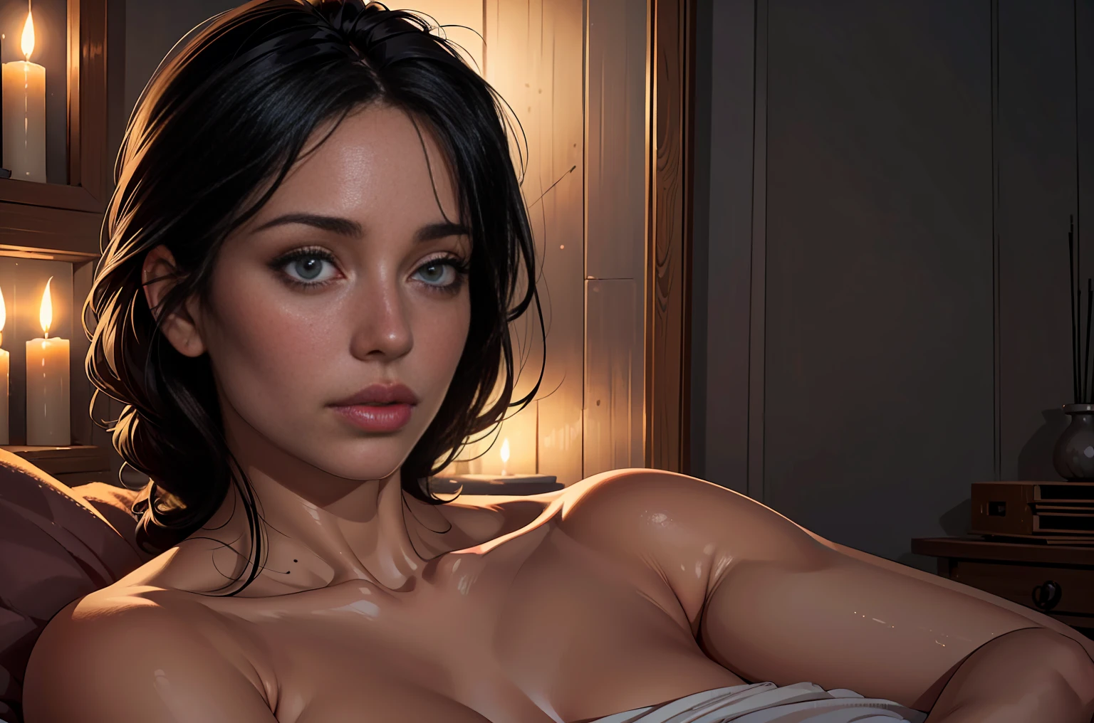 (nsfw:1.2) a sexy kyl13j3nn3r as a pornstar, recording a porn scene, having sex in a changing room, realistic, 8k, hdr, 4k textures, looking at viewer, making eye contact,