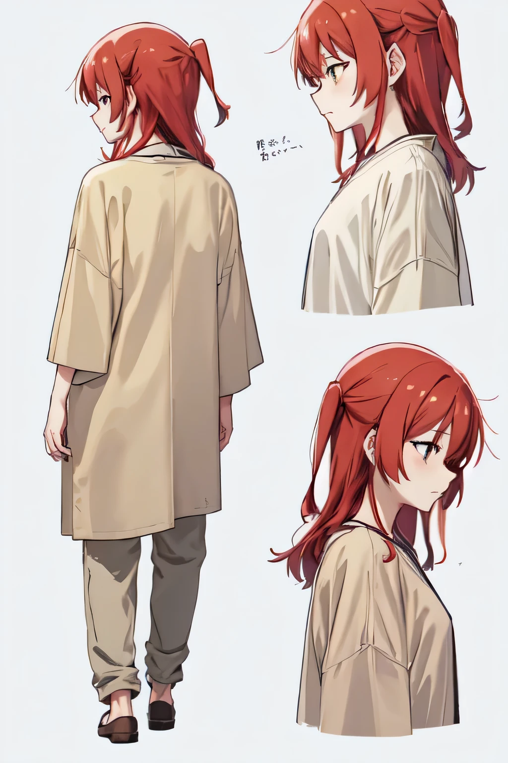 Kita ikuyo using a casual clothes, back view angle,exactly 180° back view angle