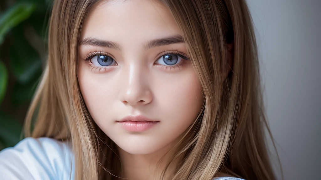 belleza incomparable, Piel brillante, firme y brillante., golpes entre los ojos, hermosa brillante, pelo liso rubio platino, super long hair, liso y sedoso, delineador de ojos, A very pretty and innocent 15 year old girl., Big beautiful high definition light blue eyes., hermosa y agradable chica, ((hermosa chica、Ultra high resolution、Lighting is brilliant、Manos precisas sin ninguna molestia))、small face beauty、Piel joven muy blanca y hermosa.、Cara redonda