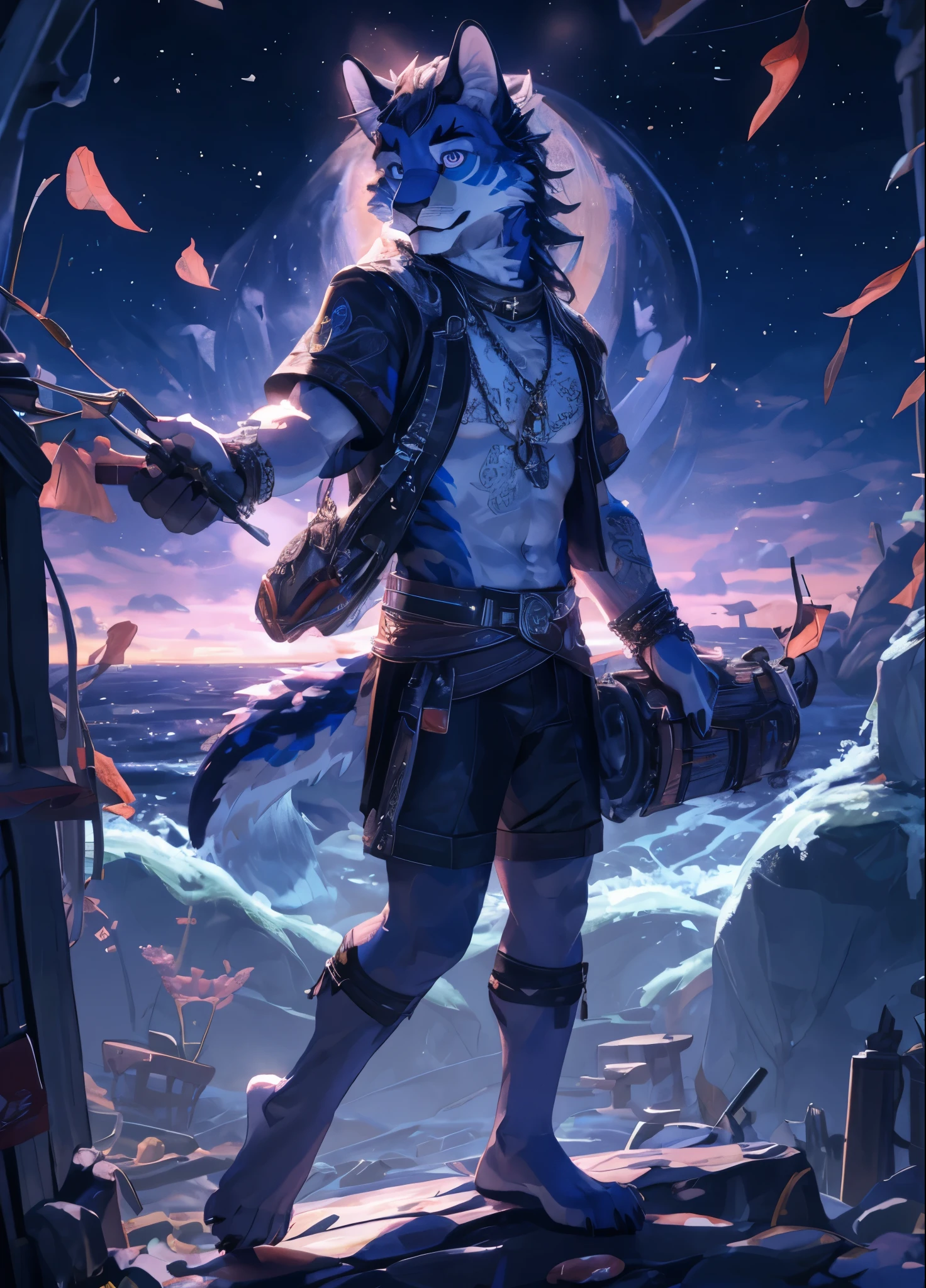 (((Barefoot plantigrade furry character, full body, cinematic setting, furry male)))
Take my hand one final time Look into my ocean eyes Tell me how you feel Tell me, was it real? I know there's nothing left to say I wish it wouldn't end this way At least we got to share this one last day.
BREAK, detailed background, 8K, (masterpiece:1.5), intricate details, highly detailed, extreme detail, octane render, fine art, best quality, highres, (detailed face:1.5), ((full_body)), UHD, (((perfect hands))), low light