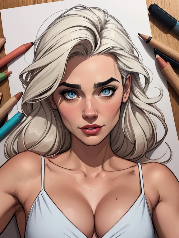 Female style Deborah Ann Woll beautiful breasts symmetrical medium breasts Fiona with war marks Cartoon image of a woman .Ilustra??o estilo desenho animado, estilo de arte dos desenhos animados, estilo de arte dos desenhos animados, digital illustration style, estilo um close de uma mulher com cabelos loiros e olhos azuis, rossdraws global illumination, Ross Draws 1. 0, style digite germe, digite germe and atey ghailan, Retrato de RossDraws, digite germe style, even model | digite germe, extremely detailed digite germe, Ross Draws 2. 0, digite germe detailed do