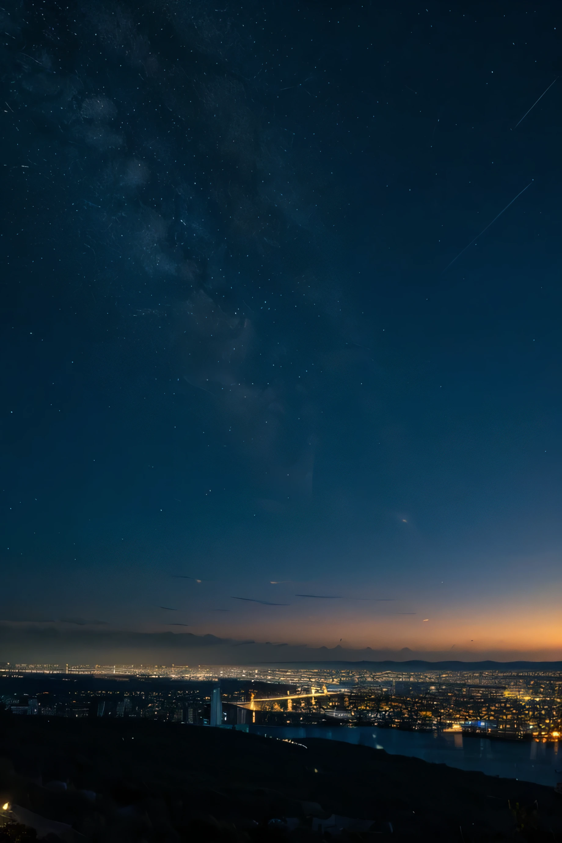 viewpoint with starry night sky without anyone and the city
