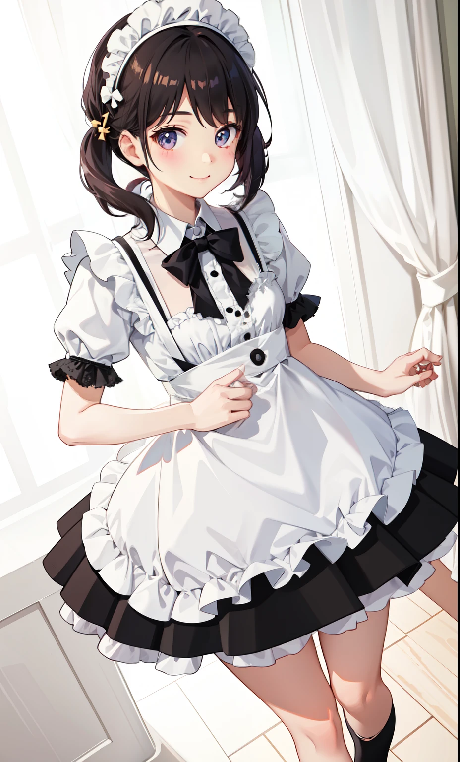 girl、かわいいgirl、smile、shirt、blouse、skirt、Maid Costume、(Small breasts)、Flat chest、