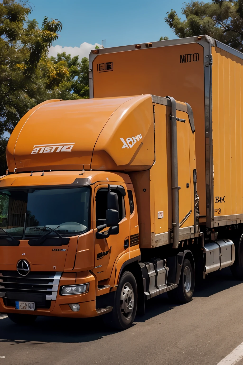 camioneta grande con carga de naranja