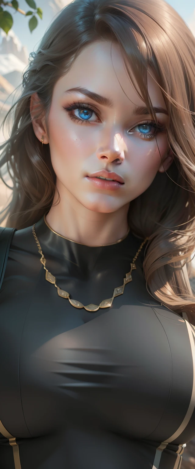 "Beautiful woman with intricate features, stunning eyes and meticulously rendered hair and body, in a dynamic pose. High resolution, realistic rendering with lifelike details. Change background to a breathtaking 8k scenery. Showcasing detailed curves with grace and precision."