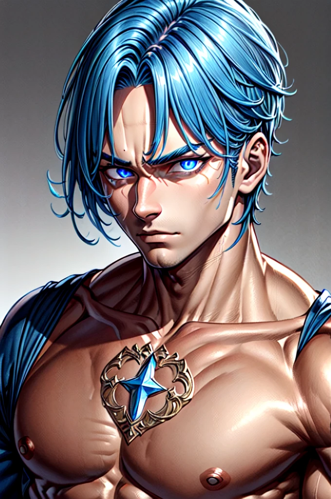 Best quality, masterpiece, detailed skin texture, detailed clothes texture, detailed face, super detail, 8k, intricate detail, 1 boy, The color doesn't change, Muscle guy, 1 guy, blue eyes