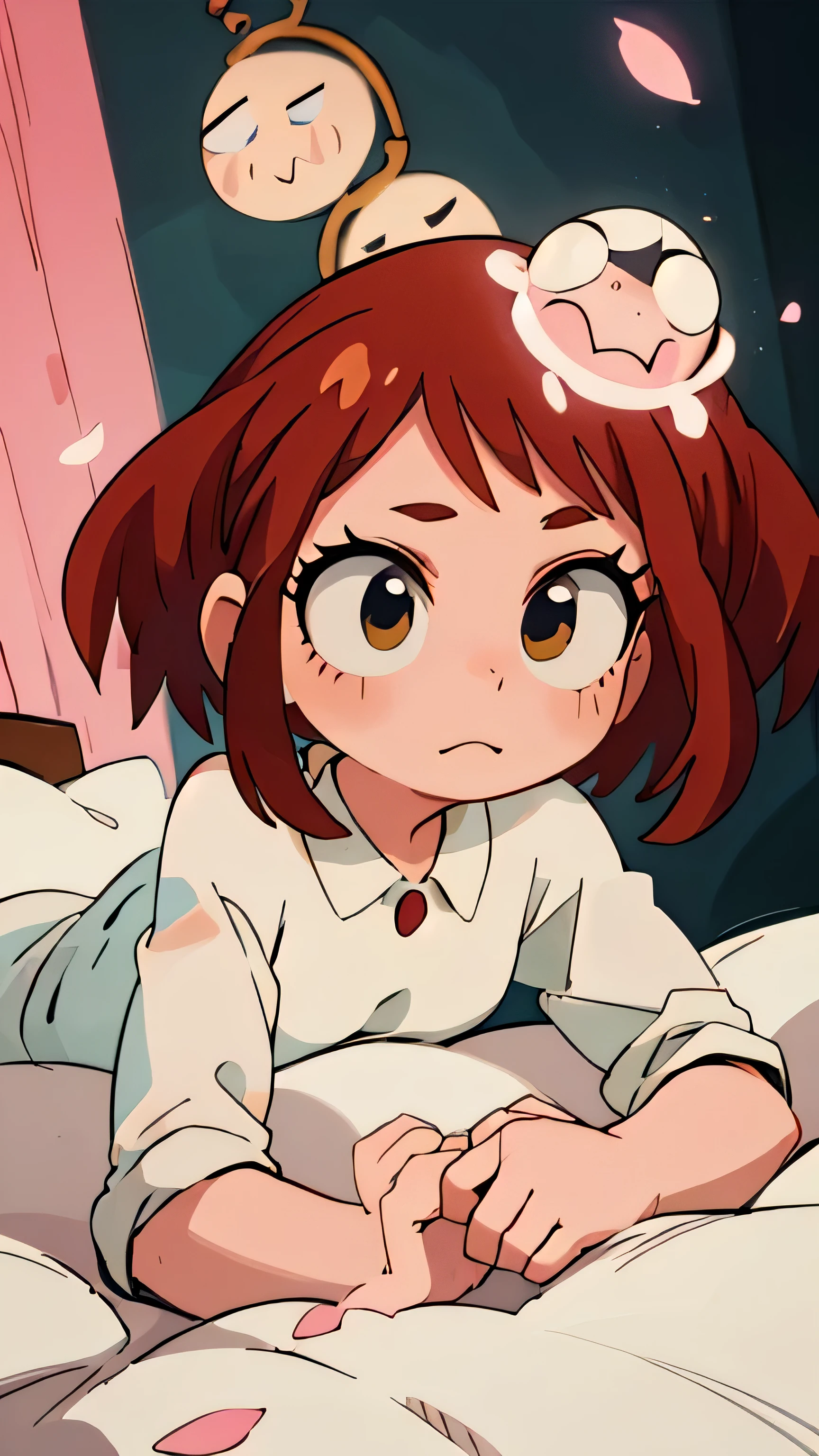 (best quality, highres, ultra-detailed, realistic:1.37), Ochako Uraraka, nude full body, lying on a bed with a view of her buttocks, showcasing her delicate beauty, captivating smile, and sparkling eyes, beautiful detailed lips, extremely detailed face, long eyelashes, radiant skin. Medium: Oil Painting, with a vibrant and colorful palette, creating a dreamy atmosphere. Additional Details: The room is adorned with soft, flowing curtains and elegant furniture, enhancing the overall aesthetic. Rays of sunlight pour through the windows, casting a warm glow on Ochako's flawless silhouette. Delicate rose petals grace the bed, accentuating her femininity. Image Quality: Crystal-clear details that showcase every subtle curve and contour of Ochako's body. The textures and skin tones are meticulously portrayed, lending a sense of depth and realism to the artwork. Artistic Style: Capturing the essence of portraiture, the painting emphasizes Ochako's grace and charm as the central focus. The brushstrokes blend seamlessly, creating a refined and polished appeal. The composition draws inspiration from classical art, highlighting Ochako's timeless beauty. Color Tone: Soft and warm hues dominate the painting, evoking a sense of tranquility and intimacy. The colors harmoniously blend to accentuate the natural beauty of Ochako's features, enhancing her youthful glow. Lighting: Soft, diffused lighting bathes the scene, emphasizing Ochako's radiant presence. The interplay between light and shadow accentuates her curves, adding depth and dimension to the artwork.