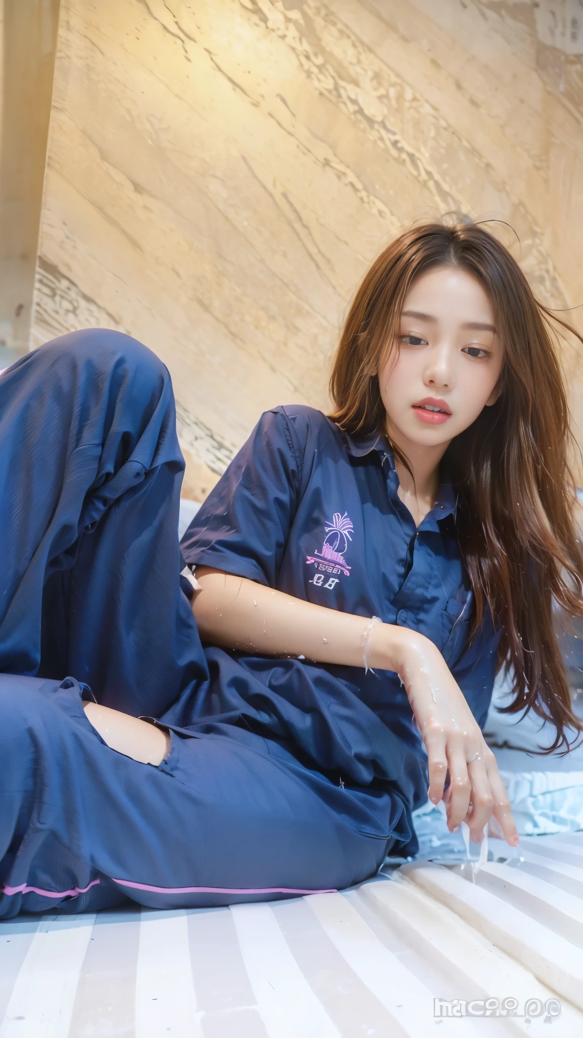 (best quality,10,10,height,Masterpiece:1.2),Special details,(realistic,Realistic picture,Realistic photos:1.37),1 Cute girl in the kitchen,shiny, skin shiny,only,smile softly,BDclothelue shirt:1.3)),short sleeve,shirt, กางเกงขาlong.,(navy_long_track pants:1.1), ((Kitchen Background)),Dynamic angle,excited,Face focus,dynamic poses,from behind,focus on ass,Masterpiece, best quality, ultra realistic, Too many details, 8k resolution, raw photos, Sharp focus, ((Navy blue shirt:1.1)), short sleeve, long route, perfect body, 2 mature women, 18 years old, Cinema-grade lighting system,blue sweatpants,exercise cloth,correct anatomy,perfect body, correct body, Sharp face, กายวิภาคของcorrect body, full body, realistic gestures, long-haired, realistic poses,Wear long shorts...........................,The legs are long.,Good shape,carved girl, Slender figure, model, Good shape, beautiful body,blue sweatpants, two girls kissing