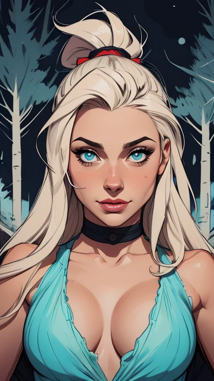 Personagem mulher ninja com marcas de guerras Imagem de desenho animado de uma mulher .cartoon style illustration, estilo de arte dos desenhos animados, estilo de arte dos desenhos animados, digital illustration style, design de personagens altamente detalhado, arte digital detalhada coragem, Forest fan art, Design de personagens de retrato, beautiful digital illustration, retrato de alta qualidade, Arte em quadrinhos, mulher jovem cabelo com transas lindas . Beautiful lined eyes Medium large bust and wonderful sexy clothes. image expression of sexual desire from the waist to the head illustration