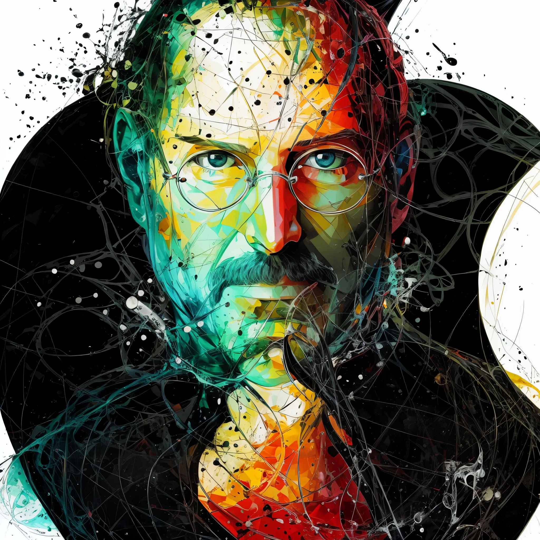Steve Jobs apple inc, portrait of Steve Jobs, Steve Jobs, obra-prima de arte digital, art of alessandro pautasso, arte do photoshop, amazing digital art, arte digital inspiradora, arte digital magistral, Obra-prima pintura digital, retrato cmyk, Arte impressionante, foto de perfil, philosophical splashes of colors, amazing art, obra de arte, #1 pintura digital de todos os tempos
