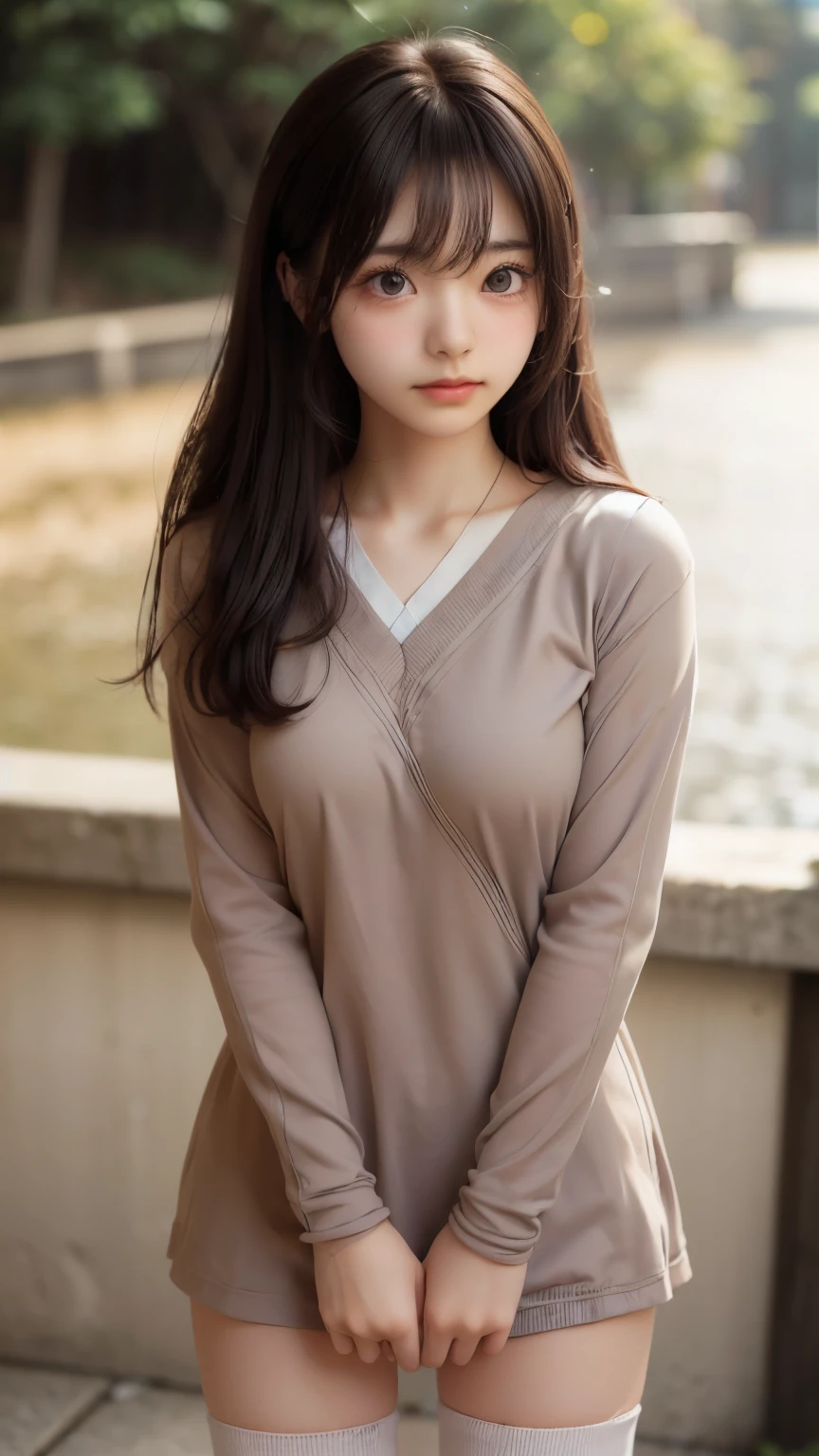 ((sfw: 1.4)), ((detailed face,  professional photography)), ((sfw, zettai ryouiki, 1 Girl)), Ultra High Resolution, (Realistic: 1.4), RAW Photo, Best Quality, (Photorealistic Stick), Focus, Soft Light, ((15 years old)), ((Japanese)), (( (young face))), (surface), (depth of field), masterpiece, (realistic), woman, bangs, ((1 girl))
