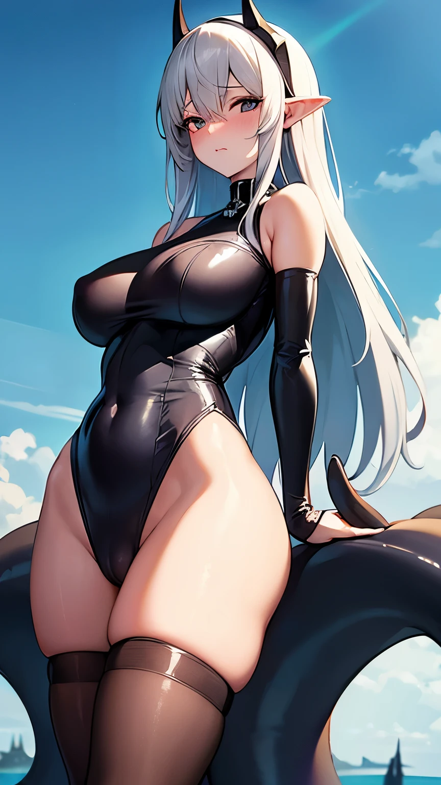 Maurice Sendak, Henry Raleigh, surreal, mysterious, strange, fantastic, fantasy, Sci-fi, Japanese anime, giant octopus object, fighting miniskirt beautiful high school girl, perfect voluminous body, plaza, blue sky, clouds, detailed masterpiece Hyper realistic sharp focus tangles by tentacles sexy erotic scared wet wet skin glistening skintight scanty outfits see through transparent areola nipples cameltoe shapes pelvis pushed out embarrassing shy blushing sexy erotic legs forced spread open seductive provocative orgasm wet coming real looking at viewer