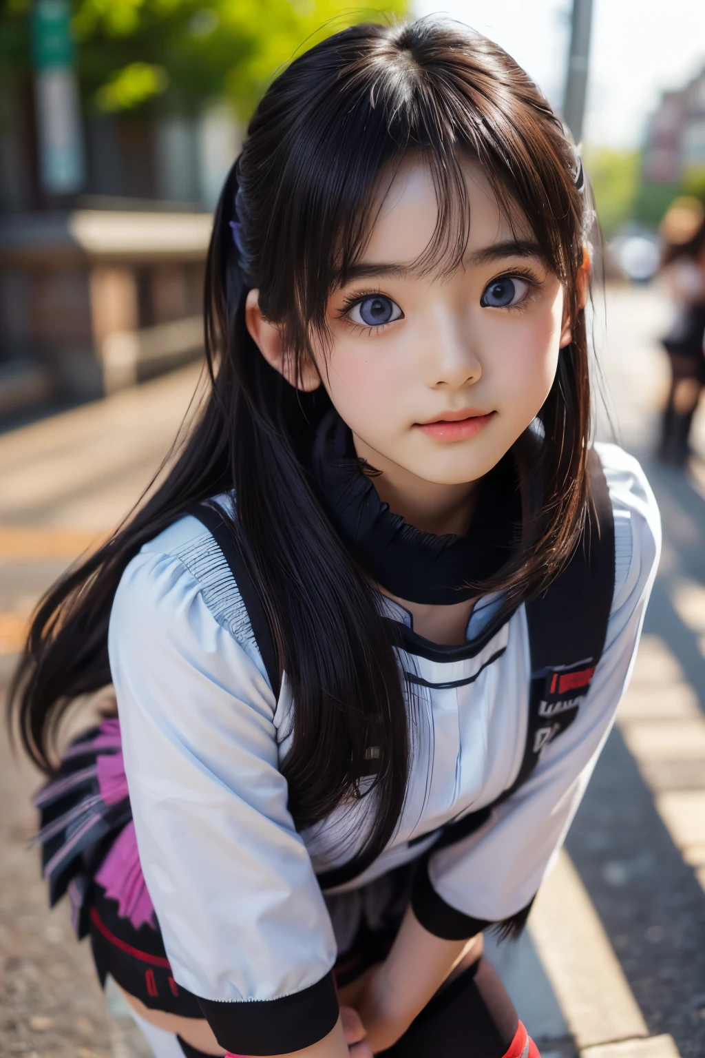 ((sfw: 1.4)), ((detailed face, professional photography)), ((sfw, (zettai ryouiki:1.4), 1 Girl)), Ultra High Resolution, (Realistic: 1.4), RAW Photo, Best Quality, (Photorealistic Stick), Focus, Soft Light, ((15 years old)), ((Japanese)), (( (young face))), (surface), (depth of field), masterpiece, (realistic), woman, bangs, ((1 girl))