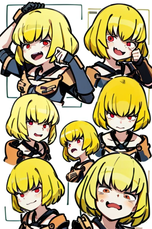 clementine'deformation、fold both arms、Crazy Eyeouth closed、Anime Drawings、Cute、Blonde Hair、Deformation、Female Adventurer、Breast plate、The composition is one