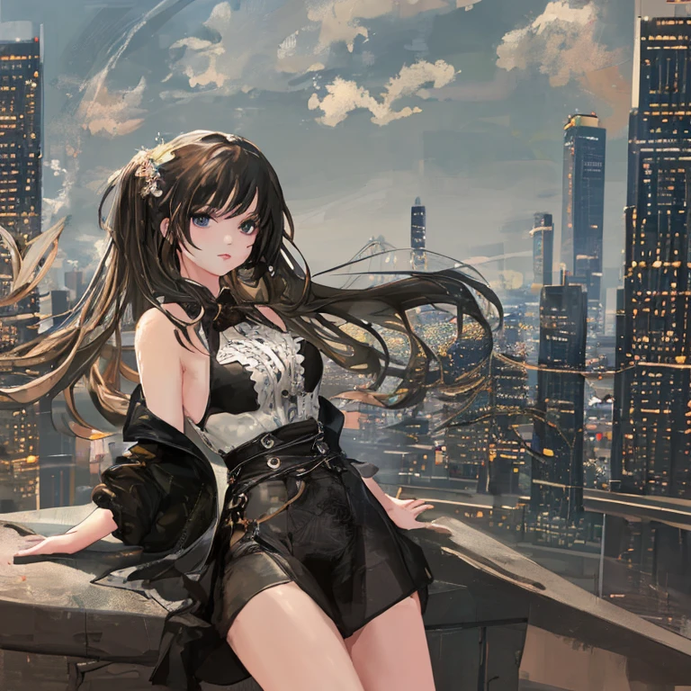 masterpiece, best quality, 1girl, city,