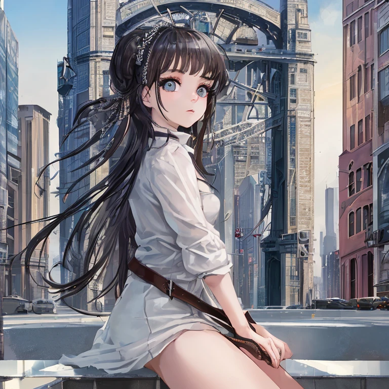 masterpiece, best quality, 1girl, city,