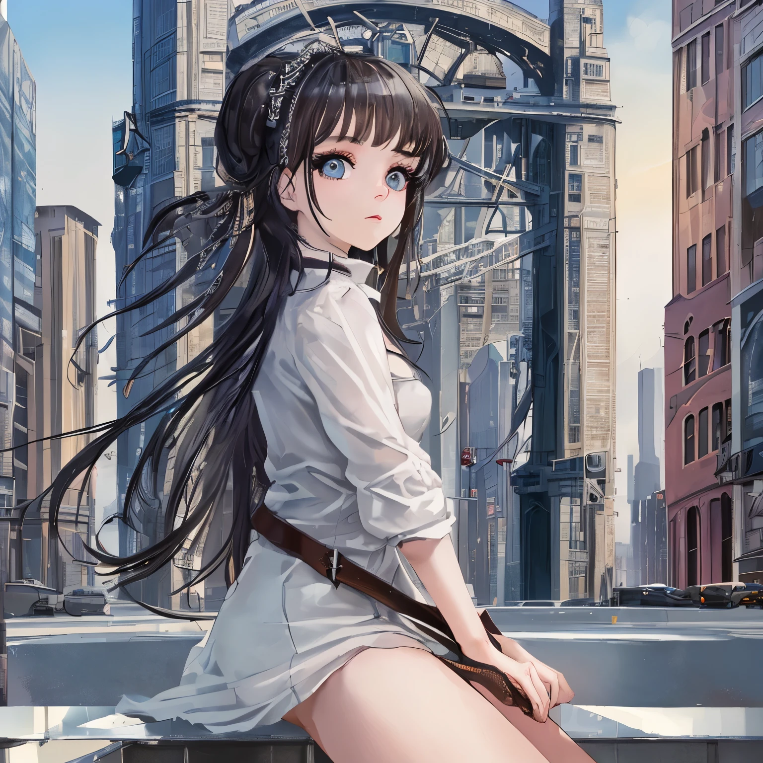 masterpiece, best quality, 1girl, city,