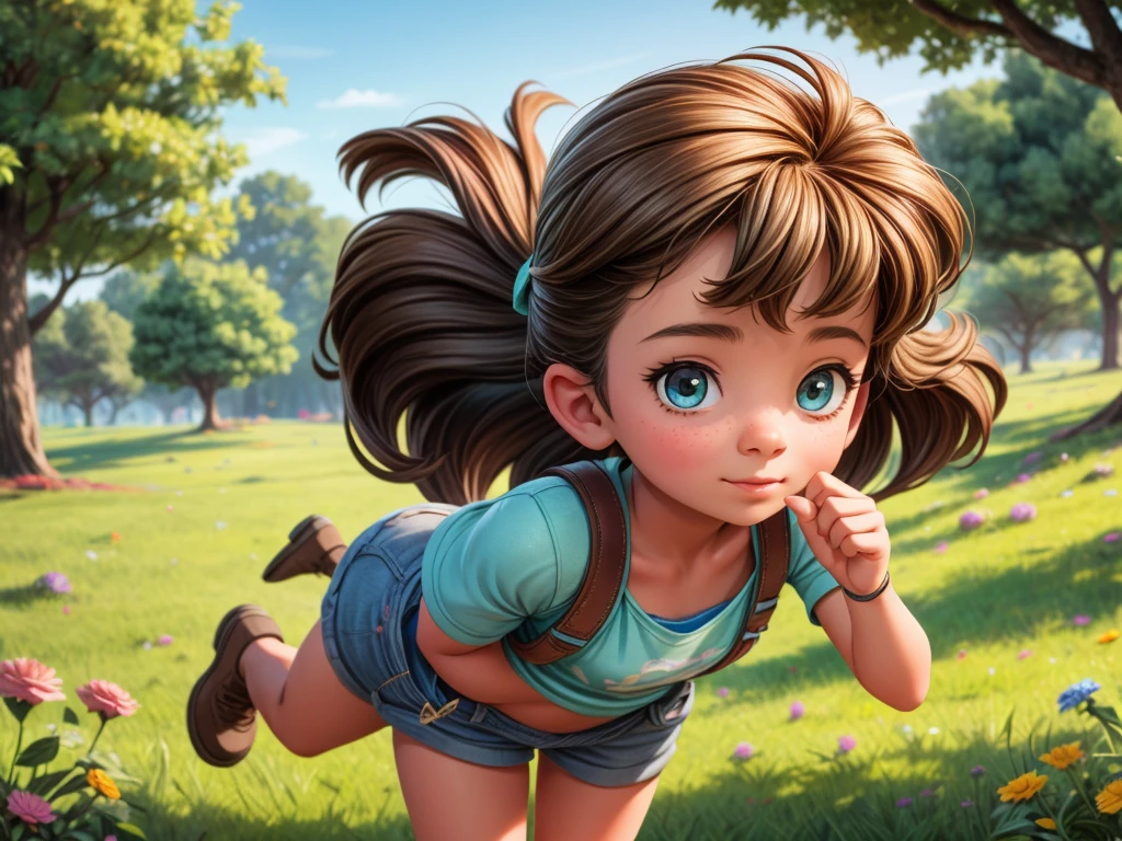 An alpaca running with a girl,pencil sketch,beautiful detailed eyes,beautiful detailed lips,extremely detailed eyes and face,long eyelashes,dusty path,wind-blown hair,flying scarf,green meadow,best quality,4k,highres,masterpiece:1.2,ultra-detailed,realistic:1.37,HDR,studio lighting,sharp focus,professional,vivid colors,portraits,warm color tones,soft sunlight