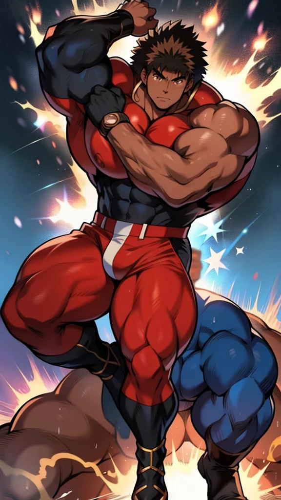 In the vibrant and dynamic world of anime, two iconic figures from distinct universes collide to create an unforgettable fusion. The African American version of Afro Violence Jack from the Violence Jack Universe and the African American version of Afro Kenshiro from the Post-Timeskip Arc of Hokuto No Ken Universe merge into one powerful being. In the Hokuto No Ken Anime, Movie, and Manga Art Style, this fusion comes to life, depicting the embodiment of strength and resilience.
His powerful physique demonstrates the perfect amalgamation of both Afro Violence Jack and Afro Kenshiro. Every muscle is defined and ton