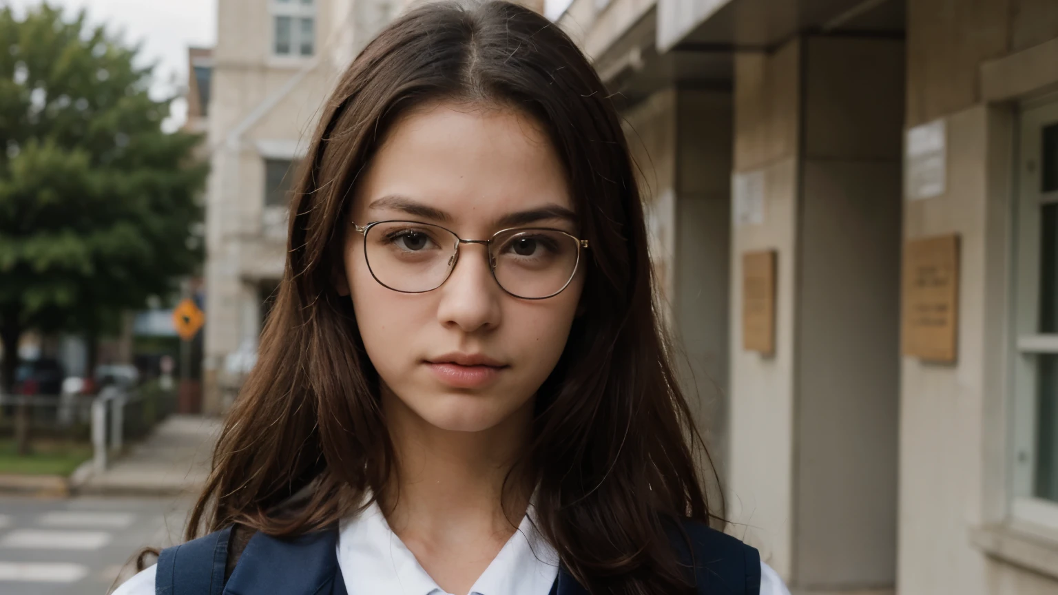 ((best quality)), ((masterpiece)), (detailed), perfect face
serious face, school scenery, wearing uniform, eye glasses