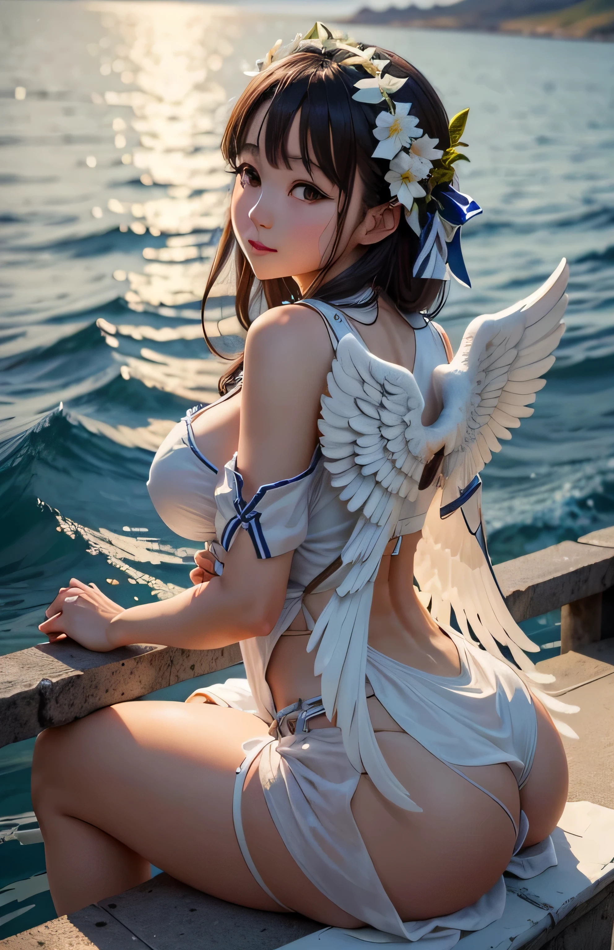 Greek warships、She has the white wings of an angel on her back、