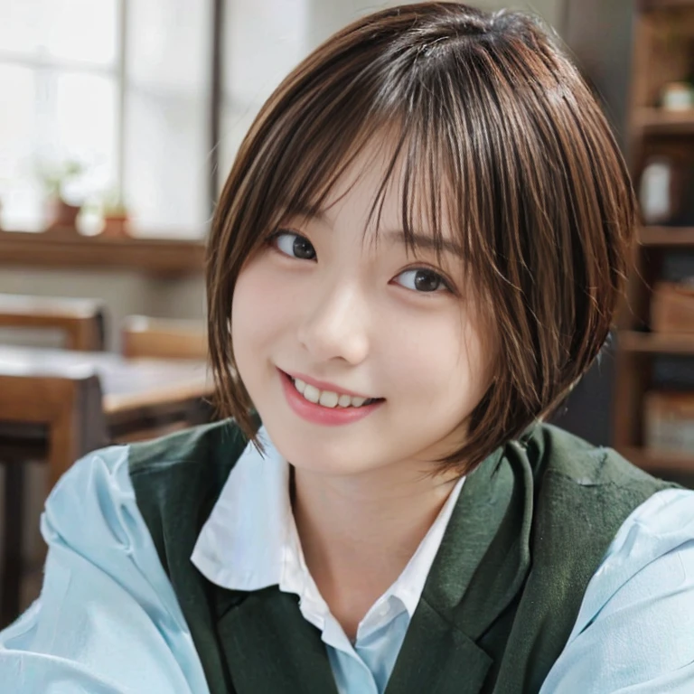 A close-up of a face, (best quality, 4k, 8k, highres, masterpiece:1.2), ultra-detailed and (realistic:1.37). The focus is on a (Japanese girl:1.1) with a cool and cute portrait. She has delicate features and lively eyes, with stunning long eyelashes. Her face is super detailed and highly realistic, showcasing a very cute expression.
The scene is set in a bright classroom, with sunlight streaming through the window. There is a warm and cozy atmosphere, similar to that of a cute and cool girl. The colors in the scene are vibrant shades of red, especially highlighting the girl's short hair. Her unique appearance is complemented by a tailored uniform that accentuates her slim body.
The lighting in the scene creates soft shadows, contributing to the overall realistic composition. The composition is balanced and incorporates realistic details of the uniform. Additionally, the girl's expression is accompanied by an erotic smile, evoking feelings of ecstasy and orgasm.
Remember to not include any explanations and to stick with the provided format. Avoid sentences and focus on using tags to describe the prompt.
