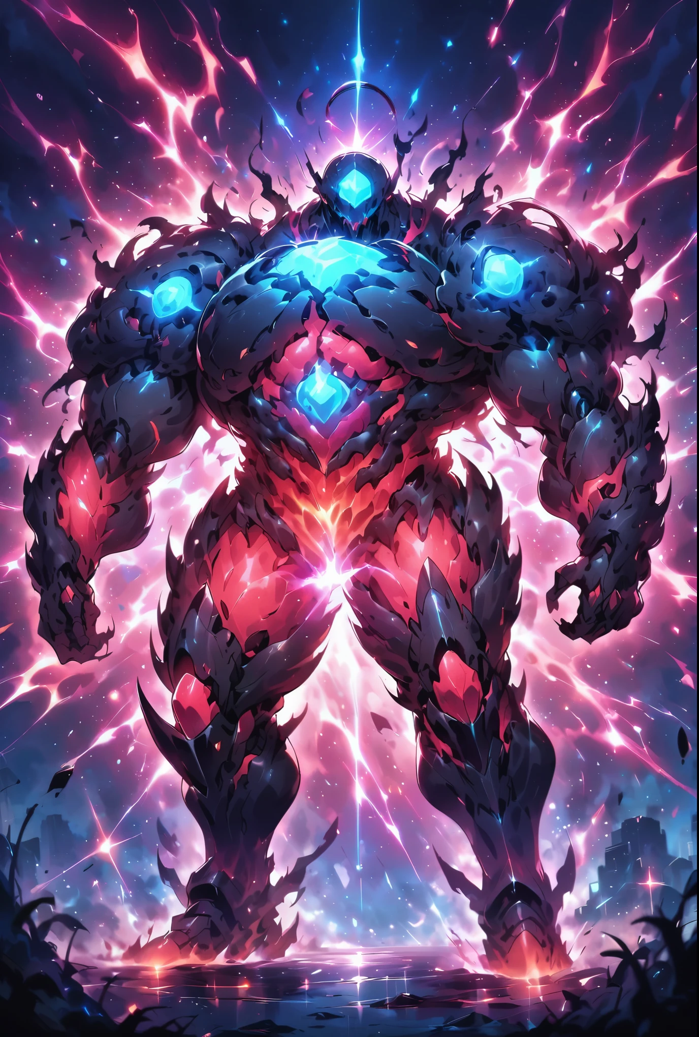 Humanoid monster,black exoskeleton:1.5,huge,Strong,whole body,(stitched body、Slobber)