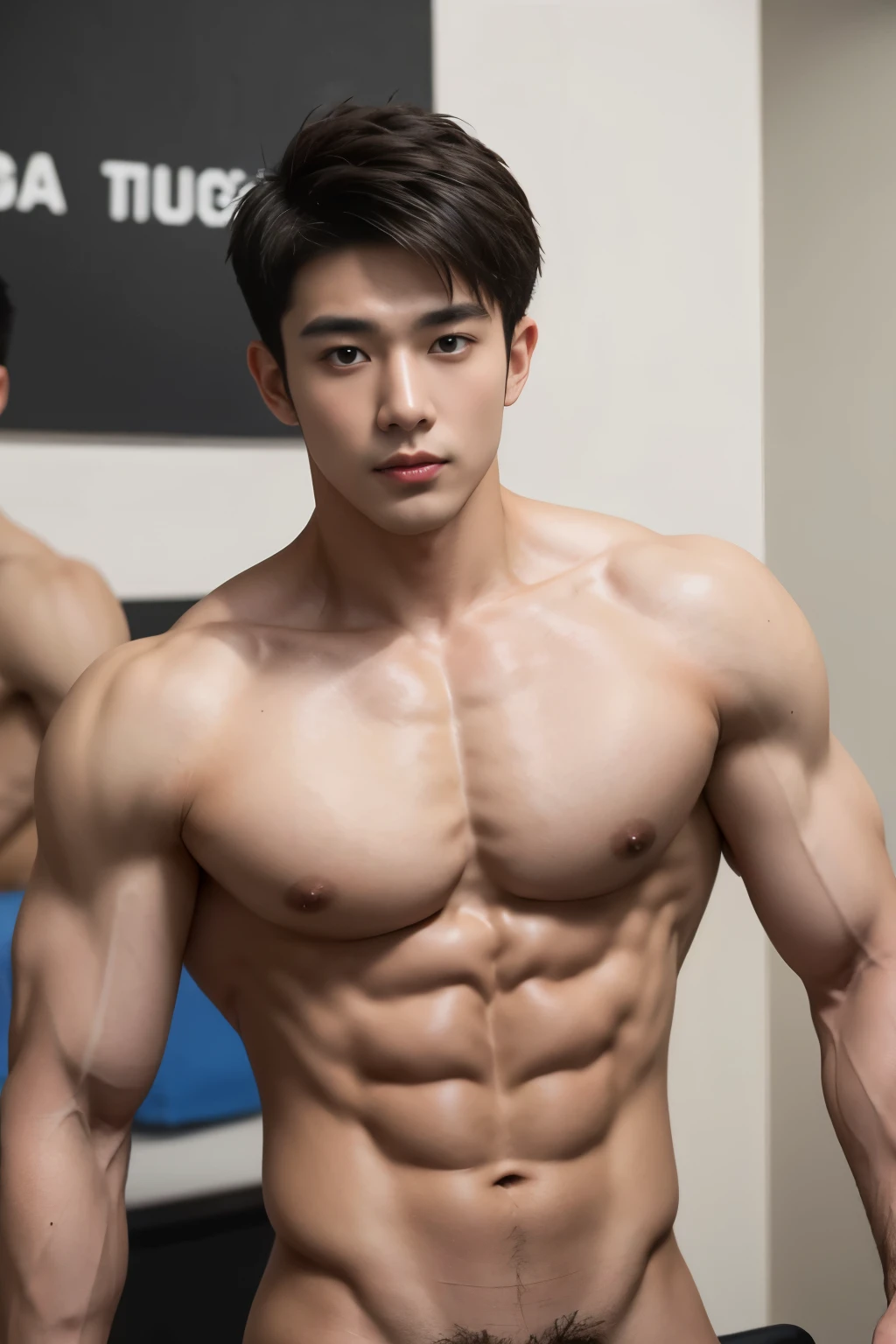 masseter film、Well done、Asian、male、Age 25、Gay Twinks、No tops、Upper body nakedの、Cool guy、Muscular、eye、Short detailed high dein and out、Big size、Authentic texture、Upper body naked、big bulge、fitness trainer、Coaching female clients