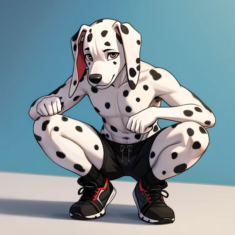 torahiko, solo, blue eyes, muscular, Dalmatian tail, bara, (pose:1.3), (posing:1.3), (soft shading), 4k, hi res, five fingers, detailed hands, ((detailed face, (detailed eyes:1.0), detailed)), (full body), by zackarry911, by zaush, (by personalami:0.5), solo, looking at viewer, smile, short hair, 1boy, male focus, thighs, one eye closed, shorts, feet out of frame, thick thighs, tank top, black shorts, eating feet, squatting, bulge, pectoral cleavage, sidepec
INFO
Size
2272X4096
Date
Sep 30, 2023
Mode