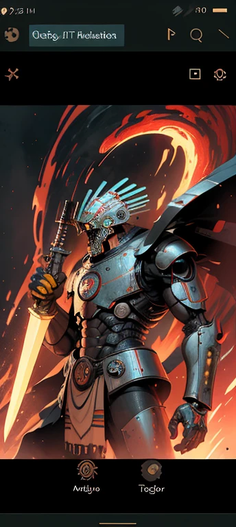 Guerrero, Lethal pre-Hispanic cyborg assassin in black armor, con casco jaguar, careta de sol futuristas , peligro, cielo rojo-amarillo, post apocalyptic art, neon horror,espada fuego, Science fiction, falla, CGSOCIEDAD, pintura de tinta europea moderna, Man, medios mixtos, dystopian art, black cosmic art, verde jade, and neon, analog horror, pesadillacombustible, punk espacial, falla, Inquietantemente, bellamente siniestro. Un cyborg hombre de clase mundial en impresionante HD, arte de clase mundial, Single, obra maestra futuro, excepcional, Exquisito, dark fantasy, arte apocalipsis, calotipo futuro 