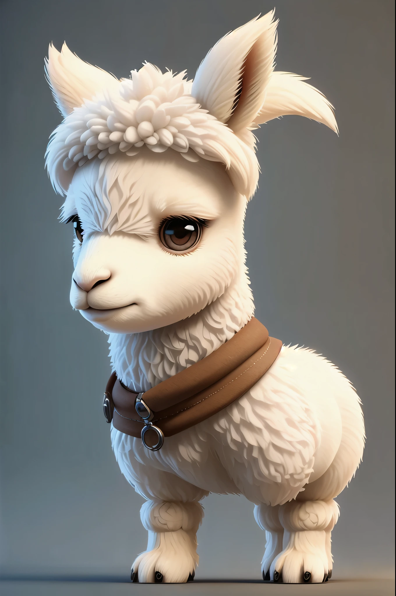 a Little cute baby adorable llama with big fluffy eyes,solo, 8K, OCTANE RENDER