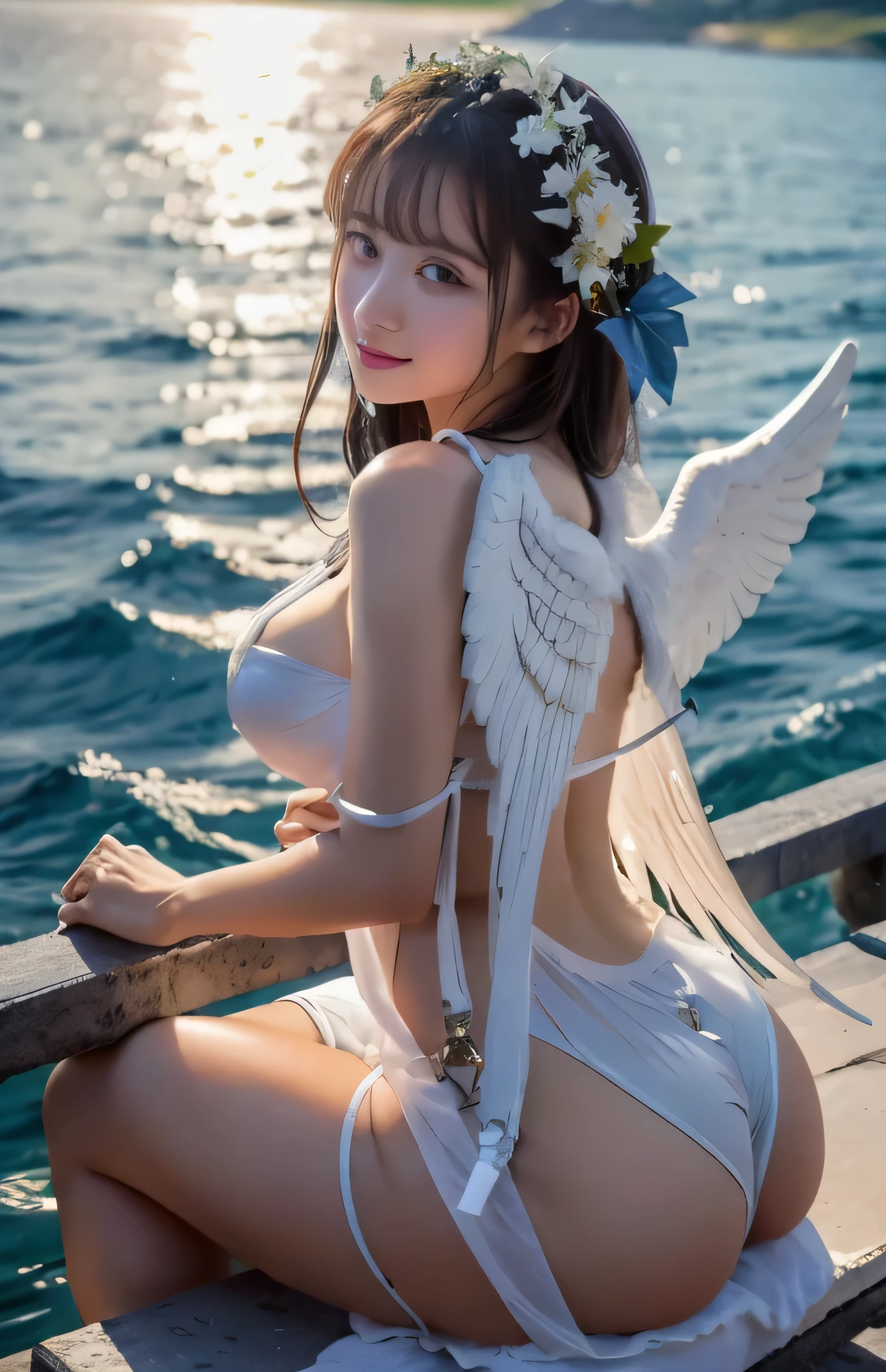 Greek warships、She has the white wings of an angel on her back、