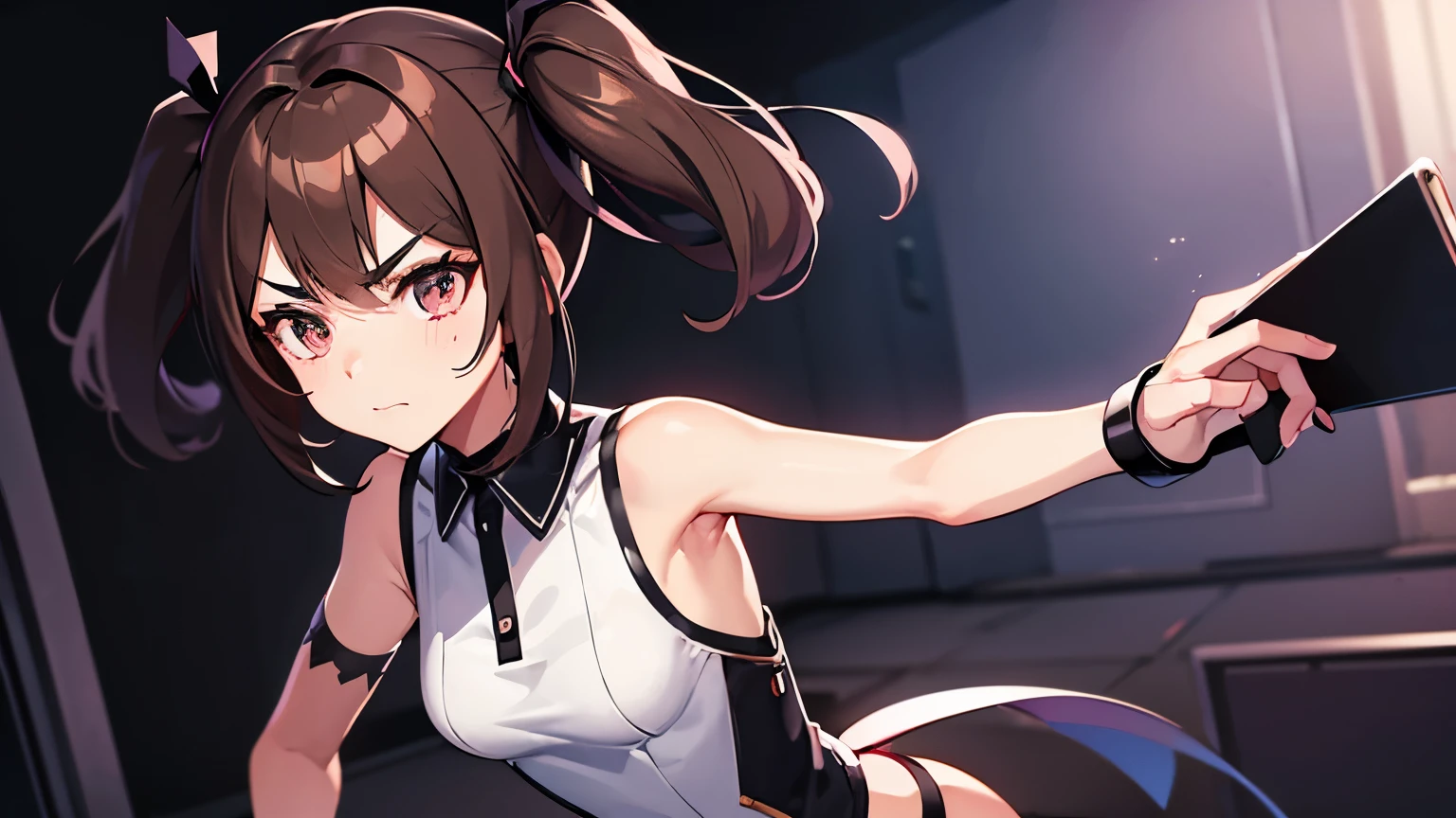 (((masterpiece))), best quality, highly detailed, extremely detailed CG unity 8k wallpaper,illustration,sfw,safe for work, ryona,punch on face,punch on belly,
sd1,solo, one female,1female,lingyinhuang, fang, yellow ribbon, hair ribbon,pink leotard, pilot suit, halterneck, covered navel, bare shoulders, pink thigh highs,dark green eyes, wet body,bondage,bdsm, tied,tied up,rope, hands are bound,
boxing,ryona,punching,punched,sexy pose,extreme close-up to toes,close-up to leg,angle from below,open legs, spread legs,suffering,tears,crying,suffering face,
indoor, grey background, dark background, night,spotlight