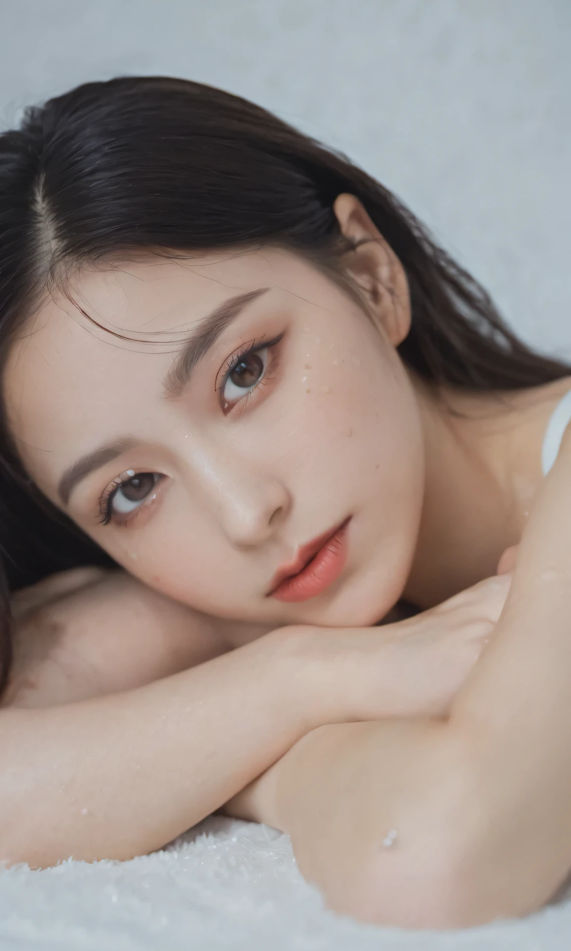 (8k, RAW photo graphy, best quality, masterpiece: 1.2), (realistic, photorealistic: 1. 37), ultra high quality, one girl, cute, best quality, masterpiece, 8k, droopy eyes, big tits, beautiful breasts, in room, on bed, naked woman, showing labia minora, slender waist, vagina Penis inserted, perfect figure, perfect body, naked body, naked labia, sexy legs, labia spread, finely crafted delicate glow, reflecting both grace and confidence. The use of cinematic lighting enhances the visual effect. The background incorporates a modern 2D design, creating a beautifully balanced composition. Elements such as depth of field, bloom effects, and sparkle enhance the scene and add a dreamlike quality to the overall image. Meticulous attention to detail