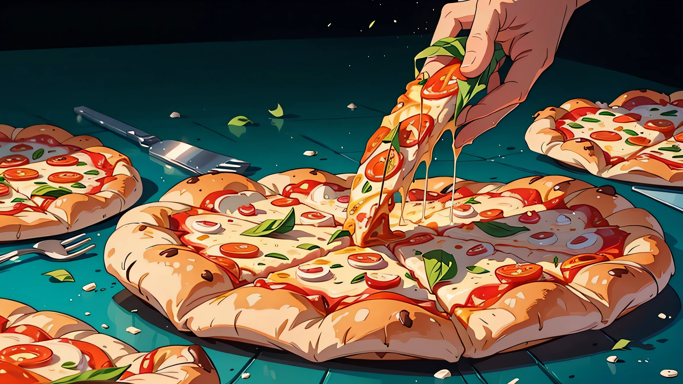 best quality, masterpiece, Ultra-high resolution, (Reality: 1.4), pizza,big pizza,Pizza perspective focus