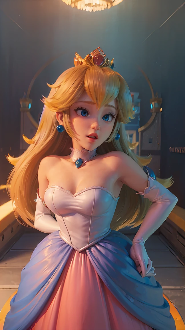 Princesa Peach \(Mario Bros\), (Ela tem grandes ojos azuis brilhantes), (pele clara), (piel realista), (Labios brillantes y rosados), (((pero largo rubio y liso))), (Las sombras oscuras componen), ((pechos muy enormes, Rosa )), (muslos gruesos), (Cuerpo delgado perfecto), (corona), ((Sexy posing in princess peach&#39;s castle)), (parte maestra, High Definition, Volumetric lights and dynamic part of Shadowmaster.)), (8k), (cara perfecta), (Ultra detalles) (manos perfectas, ojo, y cara), ((sonrisa sexy)),