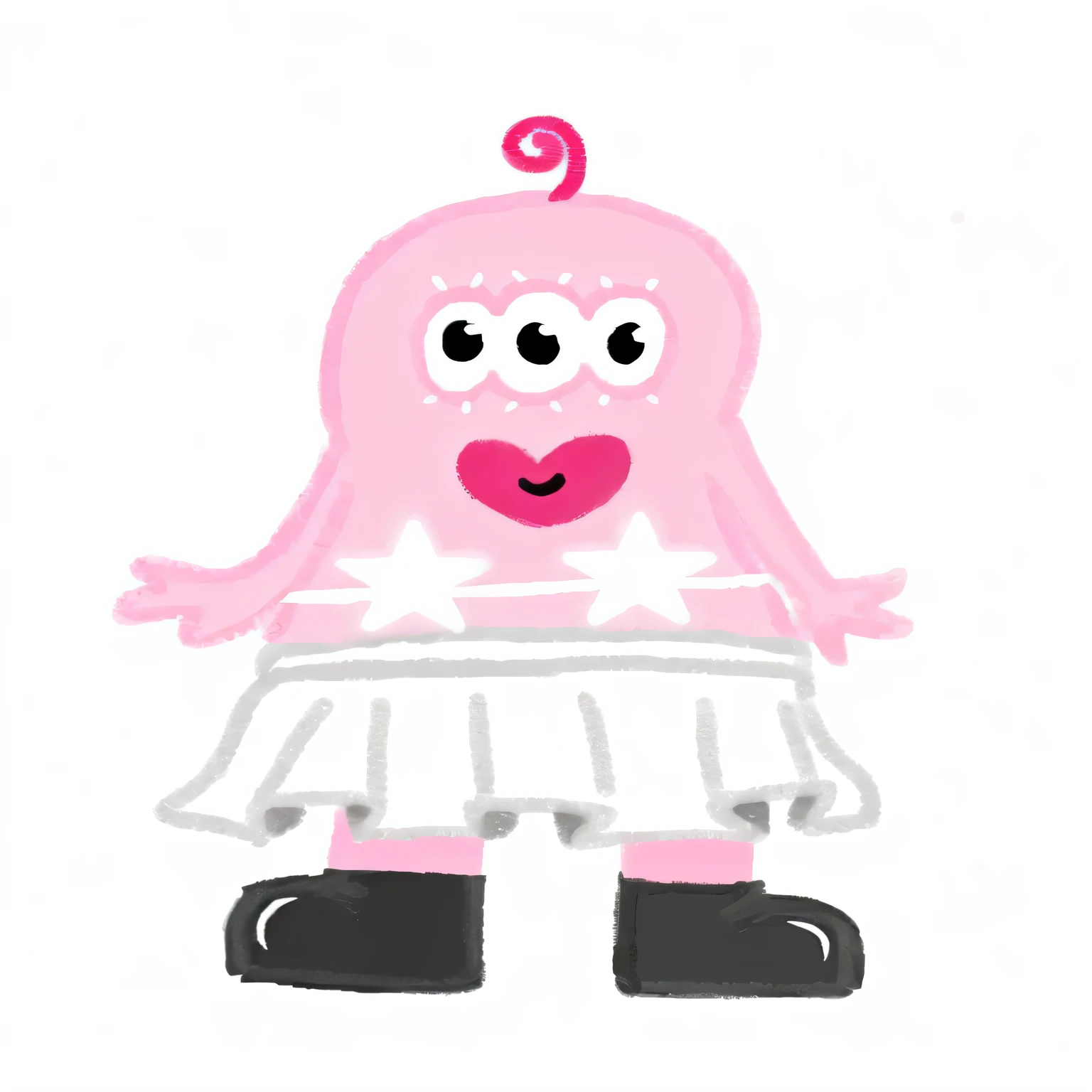 cartoon of a pink monster with a white skirt and a pink heart, Absurdo ondulado blob en un vestido, chica calamar hembra rosa humanoide, pink iconic character, nice girl, Patrick Estrella, pulpo antropomorfo, lindo caricaturesco, wearing a pink tutu, muchacha rosada, beautiful pink alien girl, venus squid astronaut