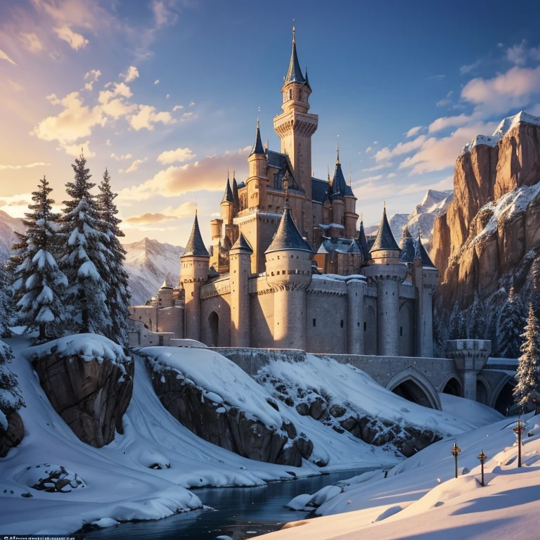 The Thermia Kingdom is a majestic land nestled in the heart of the snow-capped mountains of the north. It is set deep in the mountains. Their Kingdom is built on a mountainside. It is a cliff side palace. At the center of this magnificent kingdom lies its crowning jewel, the palace. Crafted to withstand the harshest of climates, this fortress is a true testament to the skill and ingenuity of Thermia's craftsmen. Though the castle is large, it is surrounded by many large snowy villages of their people. Beautiful architectural yet medieval villages. Their palace is made of stone and precious gemstones and ice. The villages around the palace are built into the cliff sides. The palace is also made of wood and gray stone and ice. This is a very humble kingdom with it being built into part of a Cliffside.