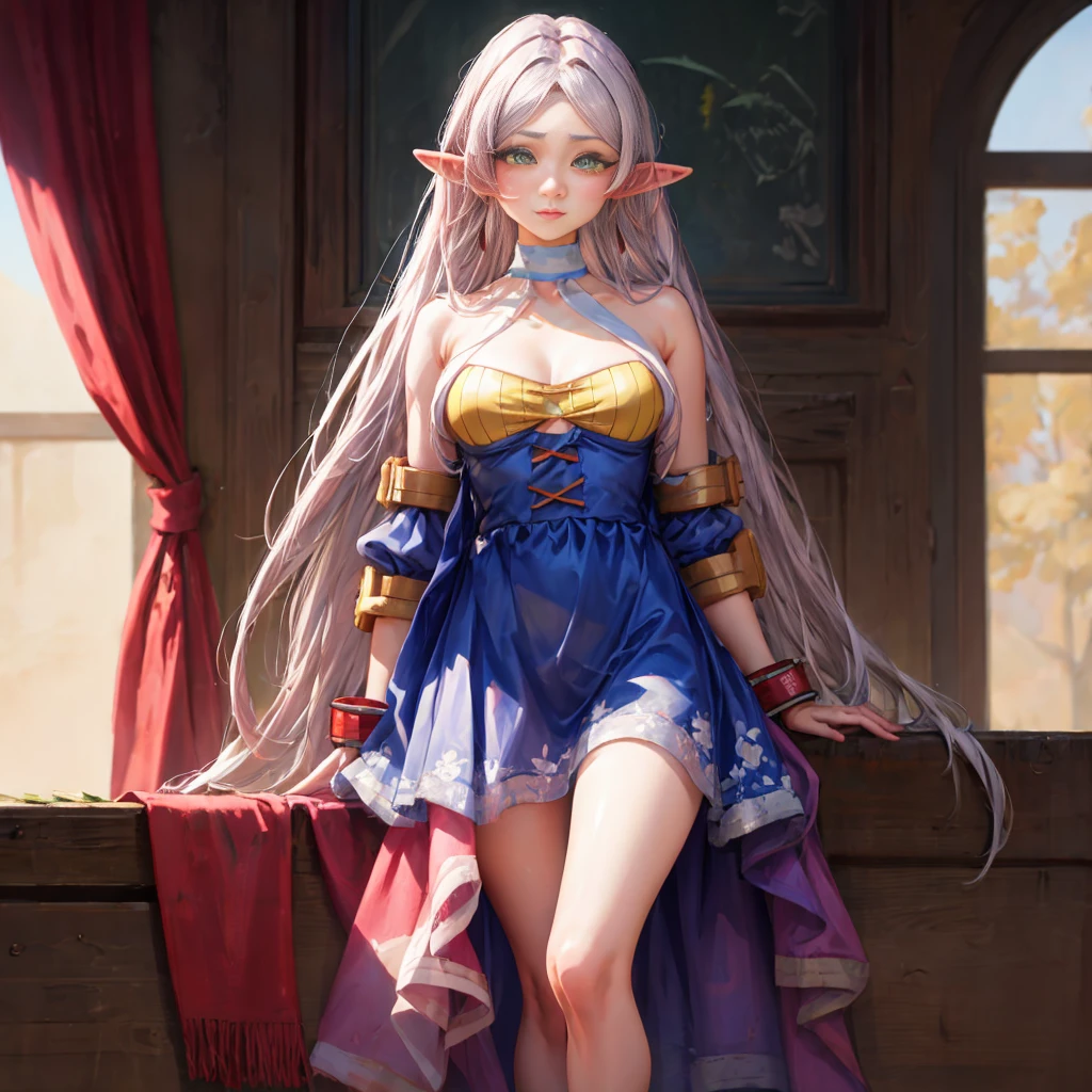 Best quality, graceful pose,(eye color: 1.5), color ribbons, bows, long hair, color hair, BREAK bracelets, bare shoulders, bikini armor, bracelets, collars, detached sleeves, dresses, earrings, florals, jewelry, metal collars , miniskirt, hip curtain, COLOR dress, COLOR skirt, COLOR sleeves, COLOR thighs, ring, skirt, thighs, BREAK looking at the audience, BREAK indoors, bed BREAK,LIBRARY BREAK , MOUNTAIN BREAK,GARDEN BREAK,(works: 1.2), best quality, high resolution, unity Wallpaper 8k, (illustration:0.8), (beautiful eye details:1.6), highly detailed faces, perfect lighting, highly detailed CG, (perfect hands, perfect anatomy)
