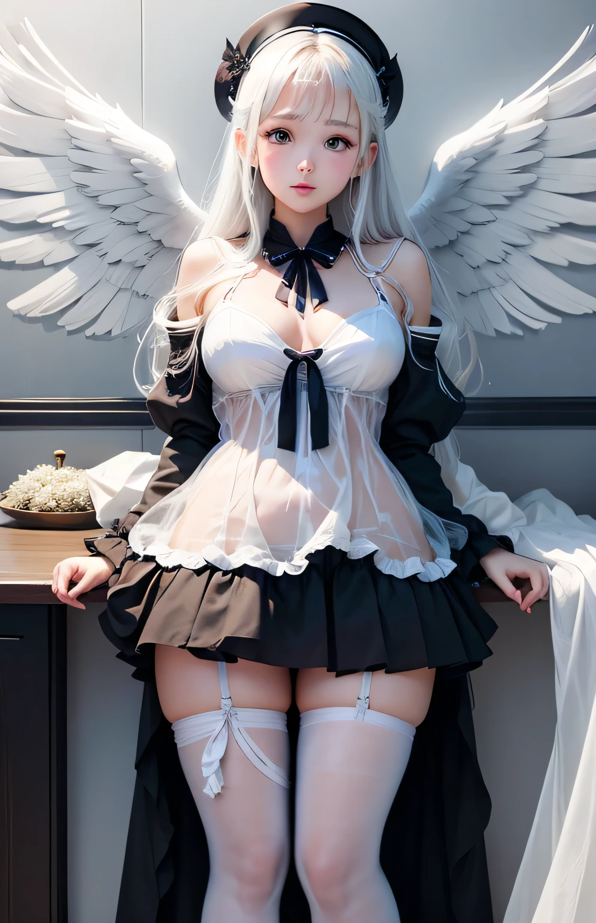 Greek warships、White Wings of an Angel、see-through white dress