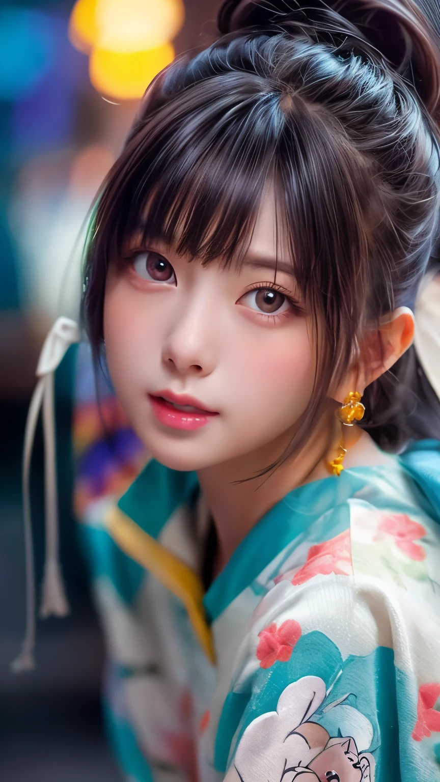 (masterpiece、highest quality、Official Art:1.2)、(colorful)、who should look&#39;Watching、1 girl、Portraiture、alone、Colorful floating on water、Random sexy poses、peekaboo、Pointing to the cheek