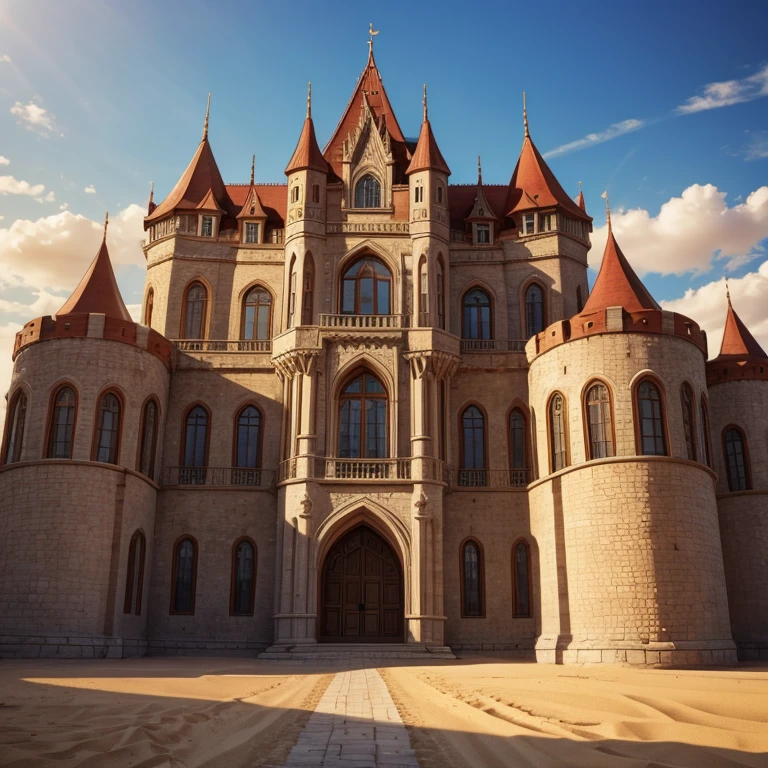 The Reuven Empire is a majestic kingdom with a grand stone castle as its centerpiece. The citizens of this kingdom are known for their skills in making spices that infuse the air with a distinct aroma. Though the land is a desert, the people have adapted to this biome by developing a unique way of life. The castle is built in a dry region, with lots of sand. It is luxurious, and is built near a huge oasis. Part of the castle is built of wood. The furnishings are black and red as those are the royal colors. Well, this is a luxurious castle on the inside. The outside is very humble, but this is a fortress to behold.