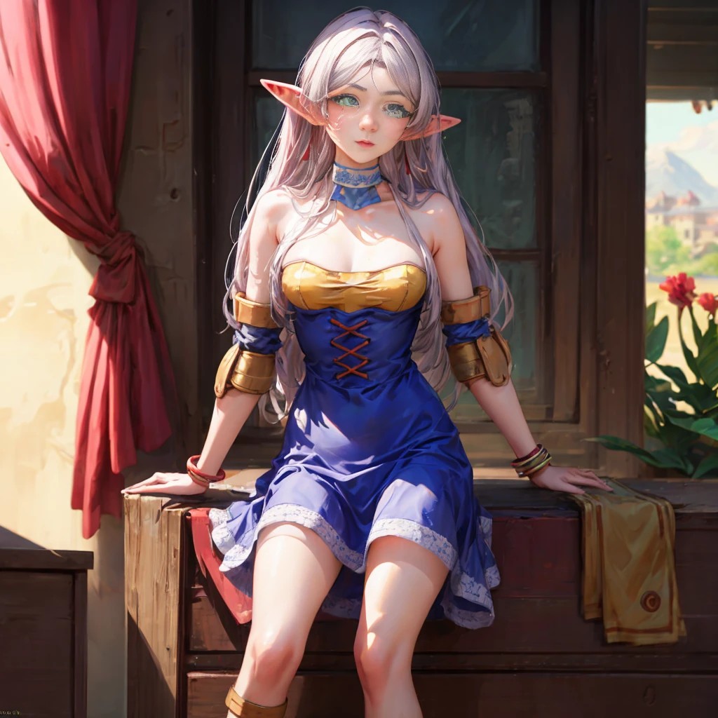 Best quality, graceful pose,(eye color: 1.5), color ribbons, bows, long hair, color hair, BREAK bracelets, bare shoulders, bikini armor, bracelets, collars, detached sleeves, dresses, earrings, florals, jewelry, metal collars , miniskirt, hip curtain, COLOR dress, COLOR skirt, COLOR sleeves, COLOR thighs, ring, skirt, thighs, BREAK looking at the audience, BREAK indoors, bed BREAK,LIBRARY BREAK , MOUNTAIN BREAK,GARDEN BREAK,(works: 1.2), best quality, high resolution, unity Wallpaper 8k, (illustration:0.8), (beautiful eye details:1.6), highly detailed faces, perfect lighting, highly detailed CG, (perfect hands, perfect anatomy)