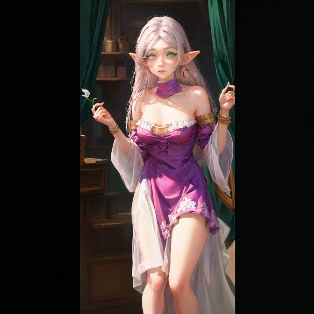 Pokémon Lulina，full bodyesbian，Drow Elves，(White hair)，Black skin，pointy ears，Delicate face，Pink love pupils，Happy expression，Customs，Large areola，Nipple rings，Lace lingerie big breasts，Purple transparent cloak，revealing her belly，Enchanting posture，Purple scarf，High-waisted stockings，Shine，Show on the，Wife-like feeling，4  pregnant，Pregnant woman with dog，slender leg，Beautiful crystal shoes，Visualizers，window，（simplebackground，Pink moon，the night，Gloomy sky，