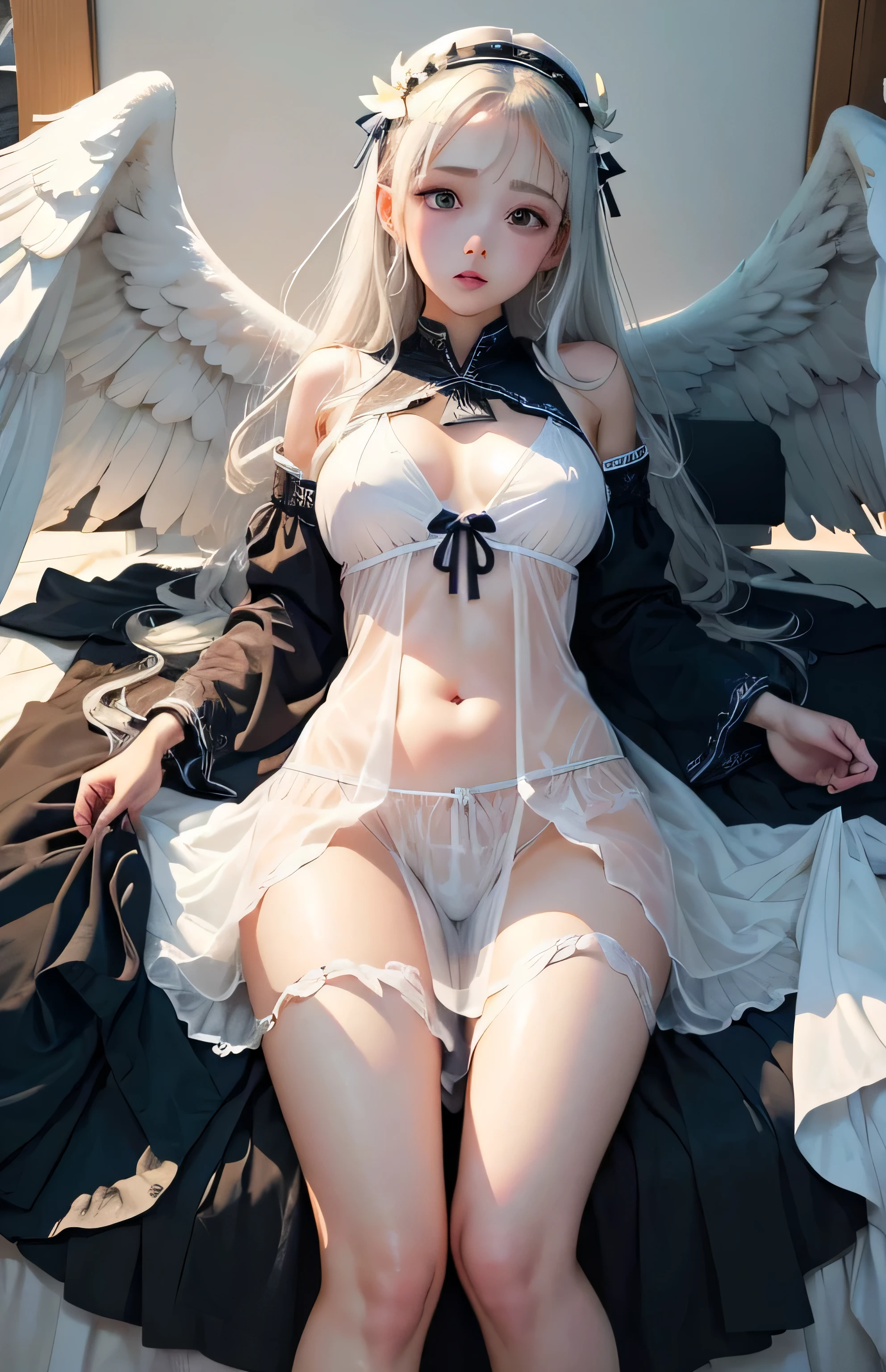 Greek warships、White Wings of an Angel、see-through white dress