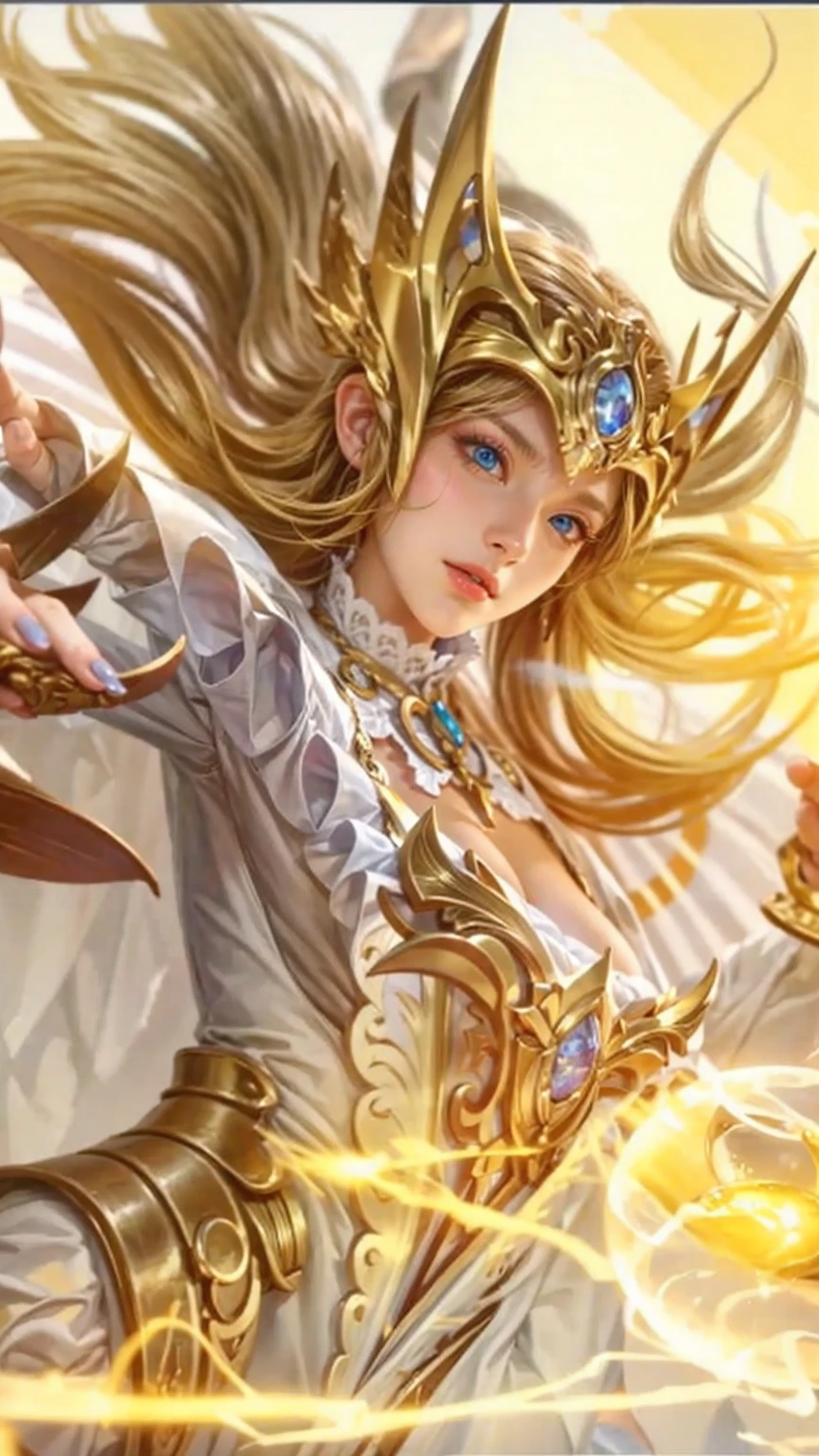 (best quality,highres,masterpiece:1.2),ultra-detailed,(realistic:1.37),cute,golden yellow fur,detailed face,round cheeks,happy expression,sparkling eyes,pointy ears,energetic pose,body covered in small patches of black,white belly,stripe-shaped tail,lightning bolts,electricity sparks,playful atmosphere,anime style,vivid colors,warm lighting