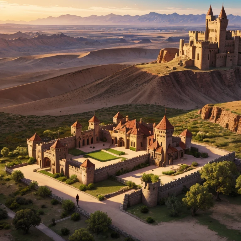 The Reuven Empire is a majestic kingdom with a grand wood and sandstone castle as its centerpiece. Though the land is a desert, the people have adapted to this biome by developing a unique way of life. The castle is built in a dry region, with lots of sand. It is luxurious, and is built near a huge oasis. Part of the castle is built of wood. The furnishings are black and red as those are the royal colors. snakes and scorpions lurk around this kingdom. Garnet is the royal gemstone.