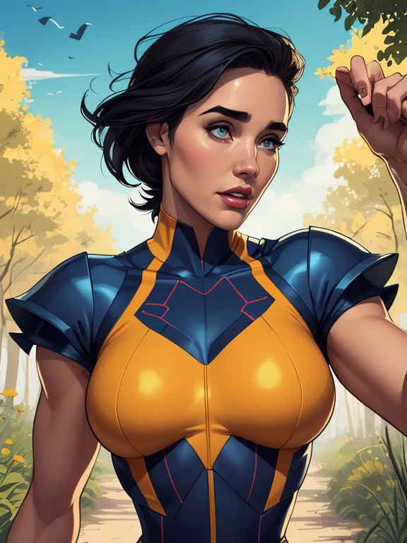 Personagem mulher PinUp dos anos 30 com marcas de guerras Imagem de desenho animado de uma mulher .cartoon style illustration, estilo de arte dos desenhos animados, estilo de arte dos desenhos animados, digital illustration style, design de personagens altamente detalhado, arte digital detalhada coragem, Forest fan art, Design de personagens de retrato, beautiful digital illustration, retrato de alta qualidade, Arte em quadrinhos, mulher jovem cabelo com transas lindas . Beautiful lined eyes Medium large bust and wonderful sexy clothes. image expression of sexual desire from the waist to the illustration Jennifer Connelly Fallout 23 uniform